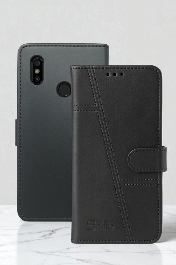 Premium Flip Leather Back Case For Redmi Y2